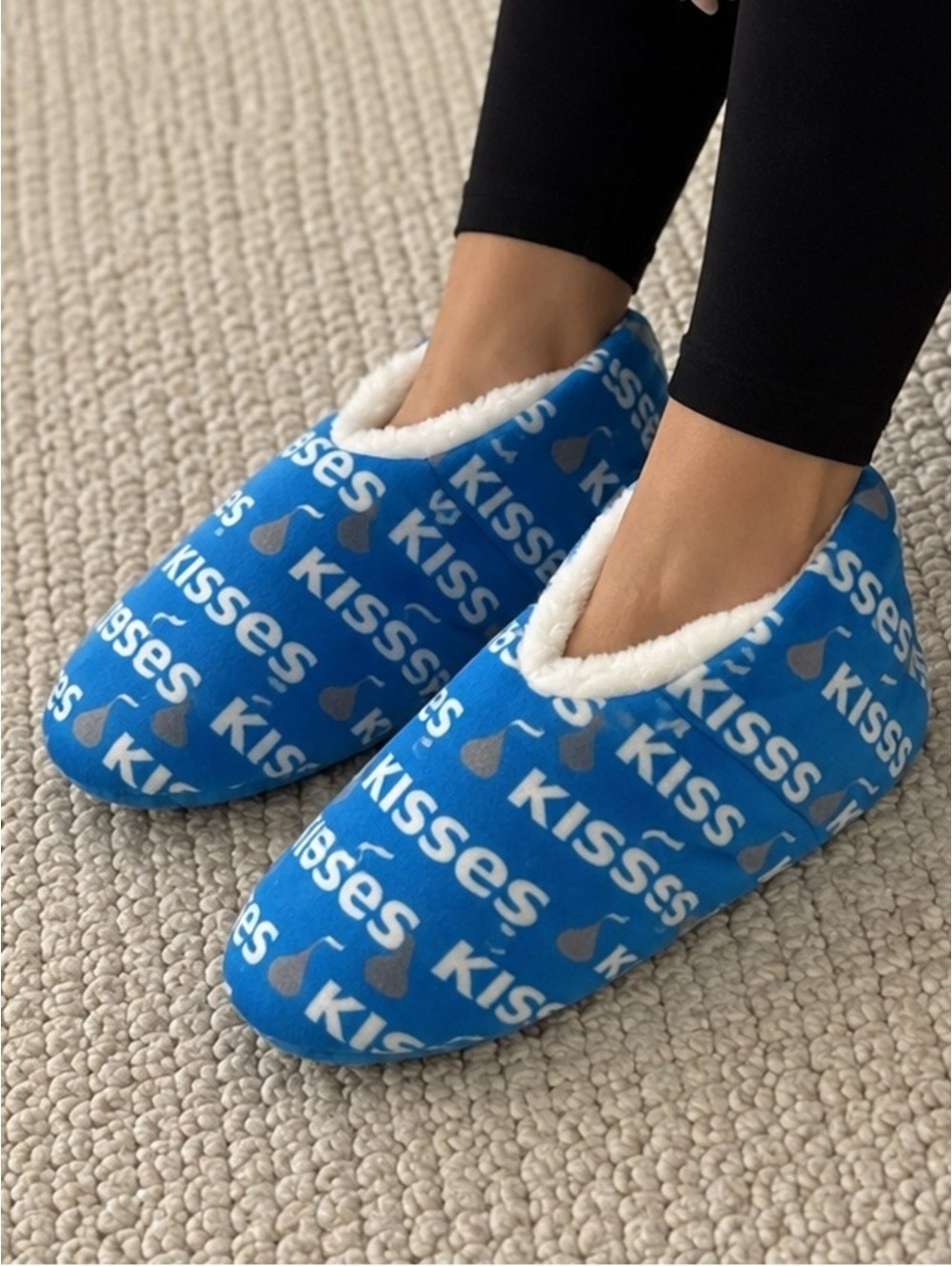 Hershey’s Kisses Blue Plush Slippers One Size New Without Tags